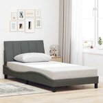 vidaXL Cadre de lit sans matelas Hanko gris foncé 100x200 cm tissu