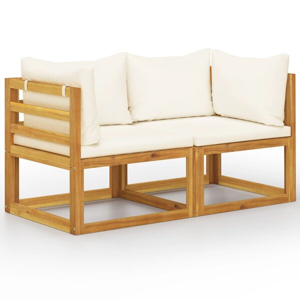 vidaXL Banc de jardin à 2 places avec coussins blanc crème
