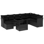 vidaXL Salon de jardin 9 Pièces avec coussins noir résine tressée