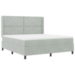 Lit Box Spring vidaXL avec Matelas et Lumière LED Gris clair 180x200 cm Velours