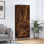 vidaXL Buffet haut Chêne fumé 69 5x34x180 cm Bois d'ingénierie