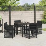 vidaXL Ensemble de salle à manger pour jardin 5 Pièces Noir polyrotin