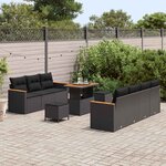 vidaXL Ensemble de canapé de jardin 10 Pièces Noir Poly rotin