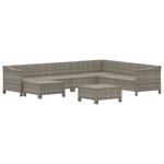 vidaXL Salon de jardin 8 Pièces avec coussins Gris Résine tressée