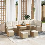 vidaXL Ensemble de canapé de jardin avec coussin 10 Pièces Beige  Crème