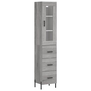 vidaXL Buffet haut Sonoma gris 34 5x34x180 cm Bois d'ingénierie