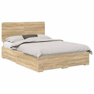 vidaXL Cadre de lit Chêne Sonoma 140 x 190 cm Bois d'ingénierie