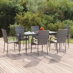 vidaXL Ensemble à manger de jardin 7 Pièces Gris Résine tressée