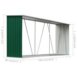 vidaXL Abri de stockage de bois Acier galvanisé 330x84x152 cm Vert
