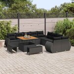 vidaXL Ensemble de canapé de jardin avec coussin 13 Pièces Noir