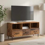 vidaXL Meuble TV Bois ancien 102 x 34 5 x 50 cm Bois d'ingénierie