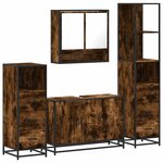 vidaXL Ensemble meubles salle de bain 4 Pièces chêne fumé bois ingénierie