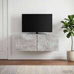 vidaXL Meuble TV mural 78 5 x 31 cm Gris béton Bois d'ingénierie