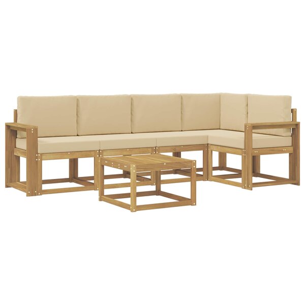 vidaXL Ensemble de canapés d'extérieur 6 pc Blanc et Beige