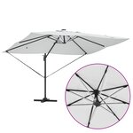 vidaXL Parasol déporté avec LED Sable 352x251x265 cm Aluminium