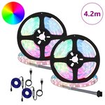 vidaXL Bande LED 2 Pièces Noir et Transparent 210 x 0 8 x 0 3 cm