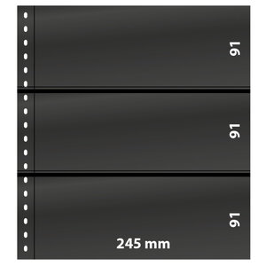 Feuilles de classement Omnia Lindner à 3 bandes pour blocs-feuillets. Fond - Noir