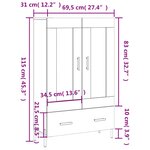 vidaXL Buffet haut blanc brillant 69 5x31x115 cm bois d'ingénierie