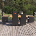 vidaXL Ensemble à manger de jardin 7 Pièces Résine tressée Noir