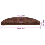 vidaXL Tapis d'escalier 30 pièces 56 x 17 x 3 cm Marron Demi-rond