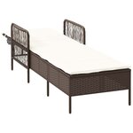 vidaXL Chaise longue avec coussin Marron 157 x 55 x 92cm polyrotin