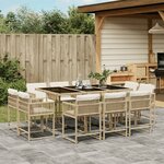 vidaXL Ensemble à manger de jardin et coussins 11 Pièces beige poly rotin