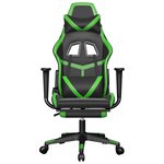 vidaXL Chaise de jeu avec repose-pied Noir et vert Similicuir