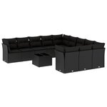 vidaXL Salon de jardin 12 Pièces avec coussins noir résine tressée