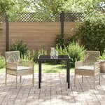 vidaXL Ensemble de salle à manger de jardin 3 pièces avec coussins en rotin poly beige
