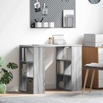 vidaXL Bureau avec étagère Gris 90 x 50 x 75 cm Bois d'ingénierie