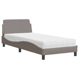 vidaXL Lit avec matelas Dover taupe 90x200 cm tissu
