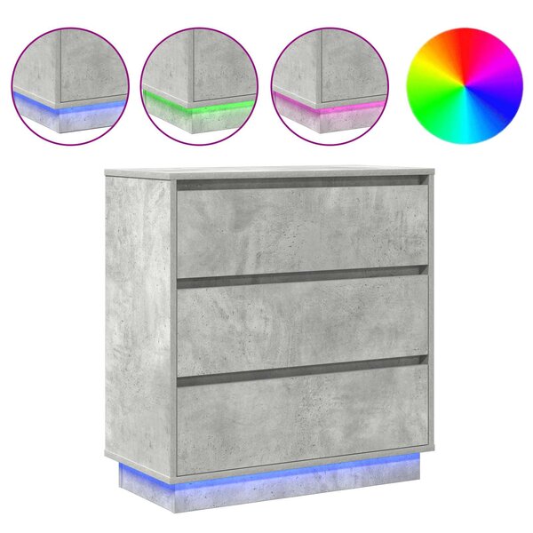 vidaXL Cabinet de chevet avec tiroir Gris béton 71 x 34 5 x 75 cm