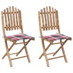 vidaXL Chaises pliables de jardin lot de 2 avec coussins Bambou