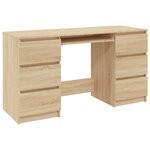 Bureau table poste de travail meuble d'ordinateur informatique étude chêne sonoma 140 x 50 x 77 cm bois d'ingénierie brun 02_0023656