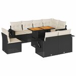 vidaXL Salon de jardin 9 Pièces avec coussins noir résine tressée