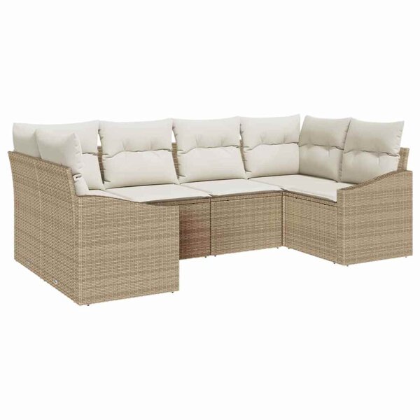 vidaXL Ensemble de canapé de jardin avec coussin 6 Pièces Beige  Crème