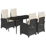 vidaXL Ensemble à manger de jardin coussins 5Pièces Noir Résine tressée
