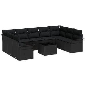 vidaXL Ensemble de canapé de jardin 10 pièces avec coussins beige en poly rattan