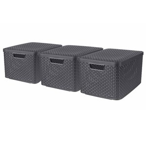 Curver Boîtes de rangement Style avec couvercle 3 Pièces L Anthracite