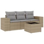 vidaXL Salon de jardin avec coussins 4 Pièces beige résine tressée