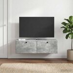vidaXL Meuble TV mural 98 x 41 x 30 cm Gris béton Bois d'ingénierie