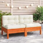 vidaXL Canapé jardin sans accoudoirs coussins cire marron massif pin