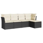 vidaXL Salon de jardin 5 Pièces avec coussins noir résine tressée
