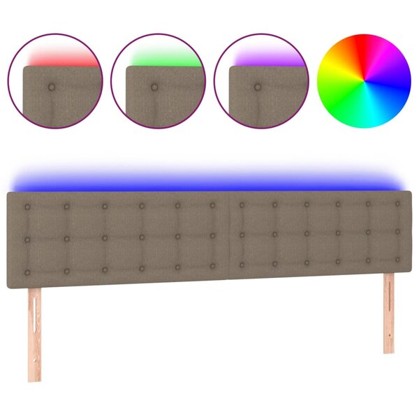 vidaXL Tête de lit à LED Taupe 180x5x78/88 cm Tissu