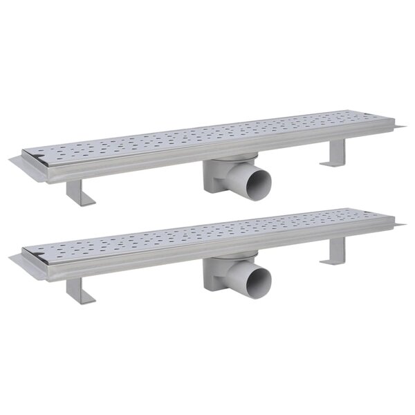 vidaXL Drain de douche linéaire 2 Pièces 630 x 140 mm Acier inoxydable