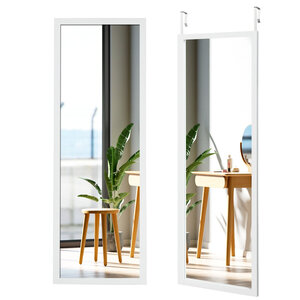 Miroir mural suspendu 120 x 37 cm avec crochets de suspension plein pied design moderne en MDF blanc 20_0018853