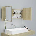 vidaXL Armoire à miroir à LED de bain Chêne sonoma 100x12x45 Acrylique