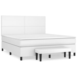vidaXL Sommier à lattes de lit avec matelas Blanc 180x200cm Similicuir