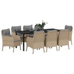 vidaXL Ensemble de salle à manger pour jardin 9 Pièces Beige polyrotin