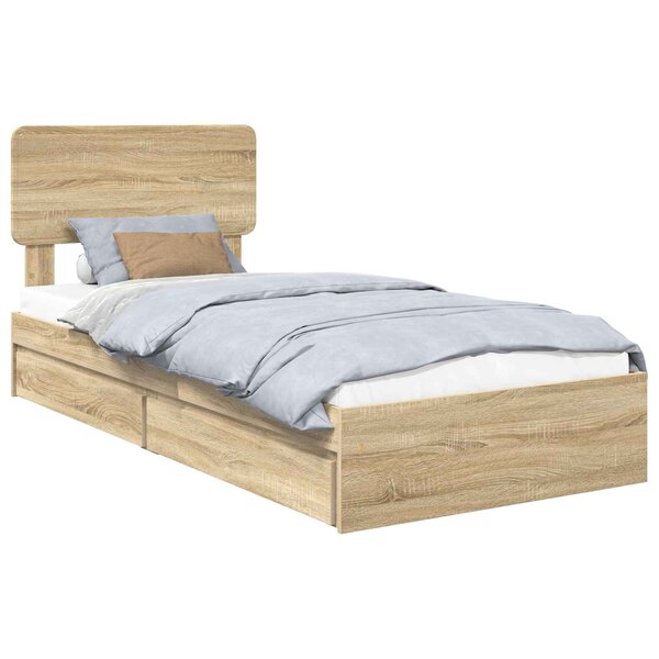 vidaXL Lit de Rangement Chêne Sonoma 90 x 200 cm Bois d'ingénierie
